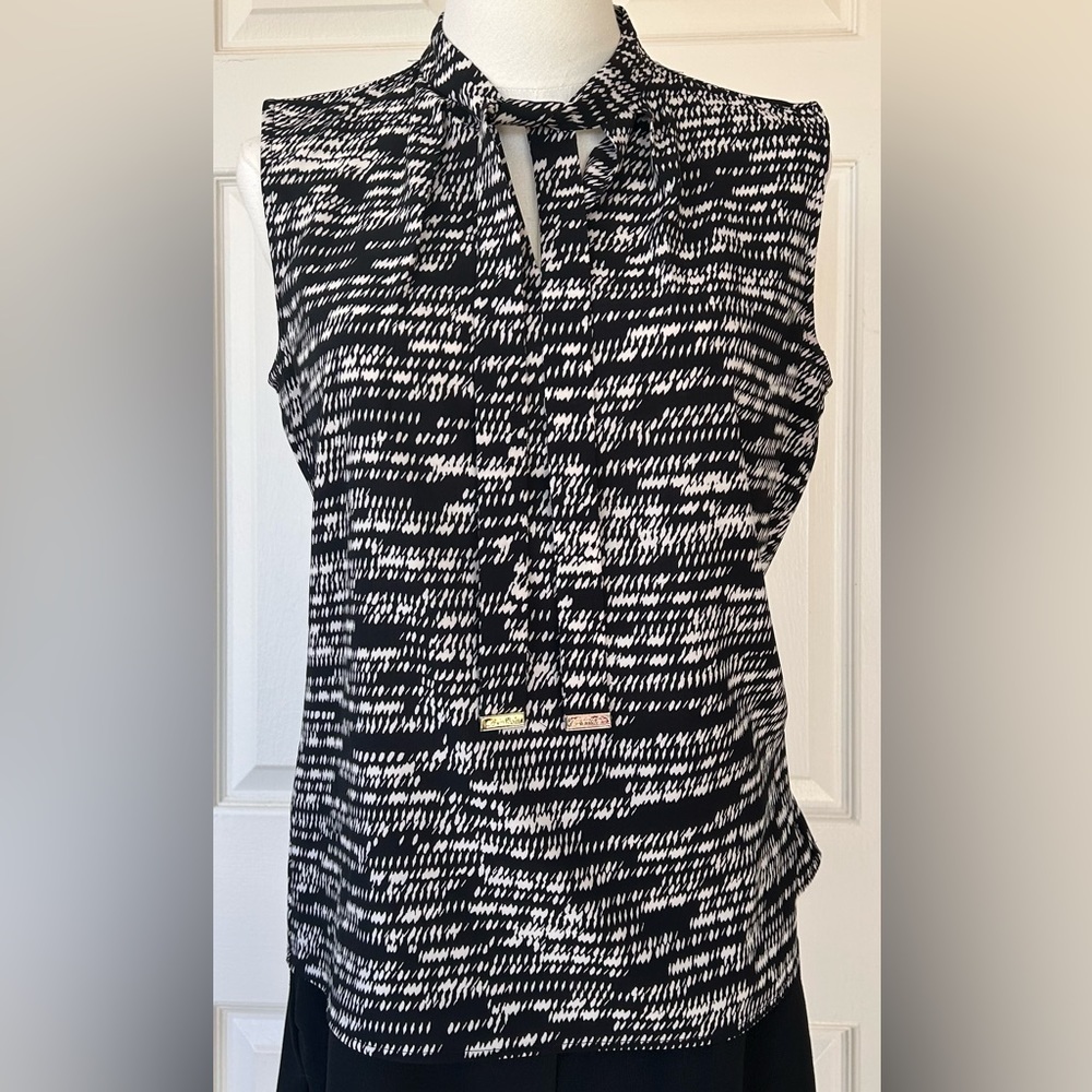 Calvin Klein Tie Neck Sleeveless Top Size Small